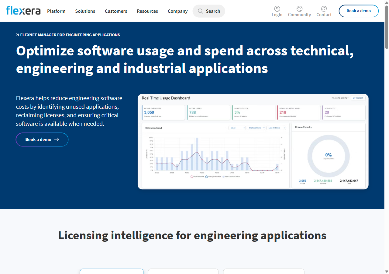 FlexNet Manager for Engineering Applications product page screenshot